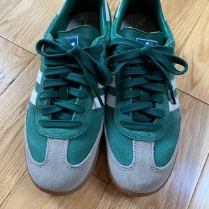 Adidas Suede Green Sambas, Women’s 8 equivalent